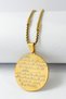 Gold Color Ayetel Kürsi and Felak-Nas Written Spiritual Design Stainless Steel Necklace with Stick Thick Doc Chain - 2