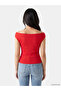 Lcw Vision Red Boat Neck Women's Ribbed T-Shirt - 3