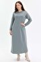 Stone Detailed Comfortable Fit Long Women's Dress - 2