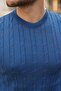 Men's Knitted Pattern Crew Neck Knitwear T-Shirt - 100% Cotton Acrylic - 3