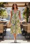 100% Cotton V-Neck Patterned Dress - 2