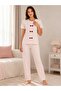 Women's Powder Pink Printed Short Sleeve Pajama Set
