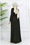 Stoned Zippered Coat with Elastic Sleeves 6129-02 Khaki - 3