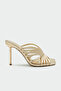 Tiera Stripe Detailed Special Cut Women's Gold Heeled Slippers - 2