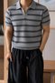 Men's Striped Polo Collar Viscose Knitwear T-Shirt – Slim Fit Summer Stylish Knitwear Polo