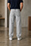 Men's Light Gray Baggy Jean Denim Trousers Wide Cut Loose Leg Casual - 2
