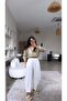 White Elastic Waist Baggy Washed Tencel Fabric Premium Trousers
