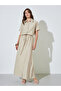 Khaki Relaxed Fit Short Sleeve Shirt and Maxi Skirt Set - 2