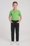 Boys' Green Short Sleeve Polo Collar T-Shirt Black Ribbed Waist Canvas School Pants Bottom Top Set School Outfit - 2