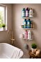 White Set of 3 Adhesive 4-Hook Stainless Bathroom Shelf Matte White Bathroom Shampoo Holder Shower Cabin Shower Hanger - 6
