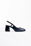 Navy Blue Patent Leather Women's Heeled Shoes Tr18Ms17D - 2