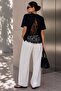 Oversized Basic T-Shirt with Lace Detail on the Back – Crew Neck Comfortable Fit Casual Stylish Blouse My3535 - 3