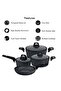 7 Pieces Black Chefart Aluminium Cookware Set Granite Coated Induction Bottom 2.5Mm Body Thickness - 3