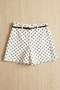 Shorts Women's White Navy Blue Polka Dot Belted 100% Cotton Short Loose Comfortable Mom Fit Barrel Wide Leg Shorts - 6