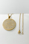 Gold Color Inshirah and Esmaul Husna Written Spiritual Design 60 cm Accordion Chain Stainless Steel Necklace - 6