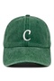 Letter C Dark Green Embroidered Washable Vintage Unisex Hat