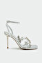 Livora Leaf Detailed Women's Silver Heeled Shoes