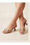 Satin Stylish Women's Slippers with Short Heel and Buckle