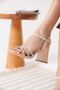 Women's Beige Patent Leather Heeled Sandals Tr20My21F - 3