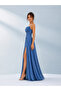Women's Waist-Corseted Maxi Evening Dress with String Straps - 3