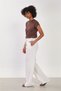Women's Elastic Waist Crinkle Loose Trousers - Natural - 4