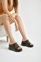 Women's Brown Comfortable Filled Heeled Slippers