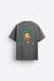 Men's Oversize Back Printed Basic T-Shirt Crew Neck Short Sleeve Streetwear Unisex Comfortable Casual T-Shirt Black White Fume - 2