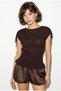 Women's Bitter Brown Shoulder Tie Detailed Gathered Embroidered Fit Cut Knitwear Blouse 2743 60286377