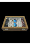 Glass Lid Leather Fabric Coffee-White Color 34 cm / 24 cm 5 Compartments Glasses Display Stand