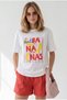 Women's White Banana Printed Boyfriend Cotton T-Shirt Tsh-19001016