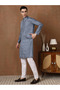 Mens Thread & Mirror Work Modal Silk Kurta Set - 4