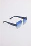 Women's Rimless Square Light Blue Glass Uv 400 Protection Sunglasses - 2
