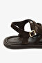 Brown Genuine Leather Suede Gladiator Women's Sandals - 6