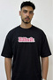 Retro Blink Design Printed Oversize Black T-Shirt