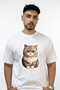 Cute Cat Design Printed Oversize White T-Shirt