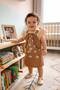 Thernia Baby Girl Floral Print Salopet Dress and Ruffle Short Sleeve Blouse Set with Brown Bag - 2