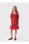 Lcw Kids Red Square Collar Floral Girl Dress