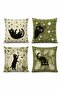 Player Cat Patterned 4-Piece Throw Pillow Cover Set - 3