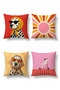 Dalmatians with Glasses Patterned 4-Piece Throw Pillow Cover Set - 3