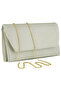 Beige Vegan Chain Strap Magnetic Closure Double Compartment Evening Dress Clutch Bag - 3
