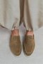 Letty Rome Beige Suede Leather Flat Sole Women's Loafer Slippers - 3