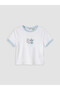 White Crew Neck T-Shirt with Stitch and Angel Print for Women - 5
