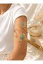 🦋   Turquoise Stone Detailed Butterfly Design Gold Color Pazu Bracelet |   Adjustable Bohemian Women's Arm Accessory - 2