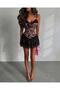 Women's Leopard Strap Tulle Detailed Mini Dress - 2