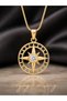 Stainless Steel North Star Pendant Gold Color Men's Necklace Compass Pendant with Gift - 3