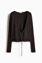 Rib-knit wrap cardigan - 5