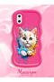 iPhone XS Compatible Case Camera Protector Red Silicone Couple Phone Case Cat Pattern - 2