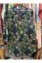 Women's Floral Print Kurti, Navy Blue, 3/4 Sleeves, Zip Neck, Viscose Cotton - 2