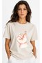 Korean Finger Heart Printed Oversize Ecru T-Shirt - 2
