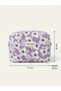 Purple Violet Patterned Quilted Makeup Bag – Medium Travel Cosmetic Bag – Zippered Organizer - 4